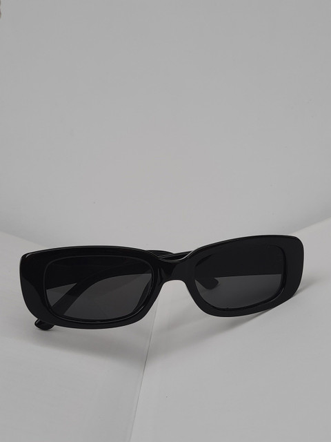 Black rectangular sunglasses on white.