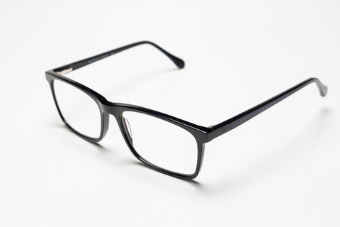 Black rectangular frames, three-quarter view.